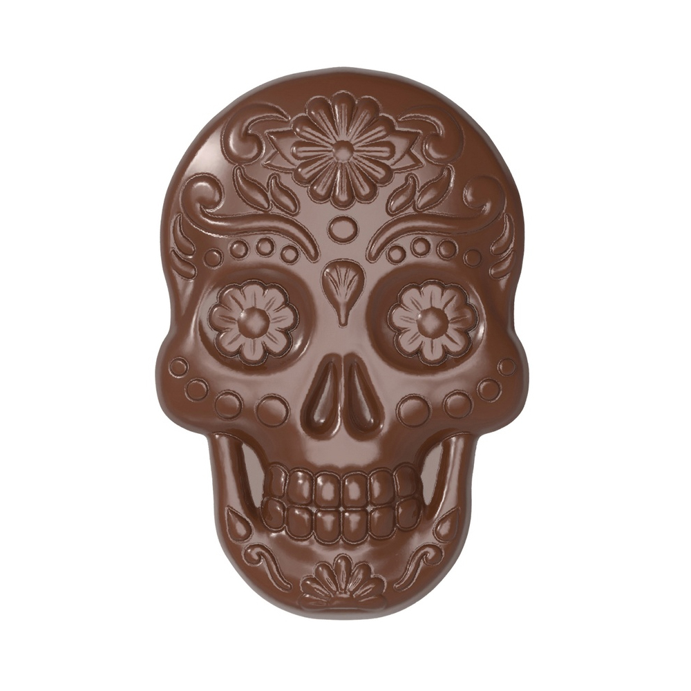 Chocolate World Dia de Los Muertos Skull Polycarbonate Chocolate Mold, 1 Cavity
