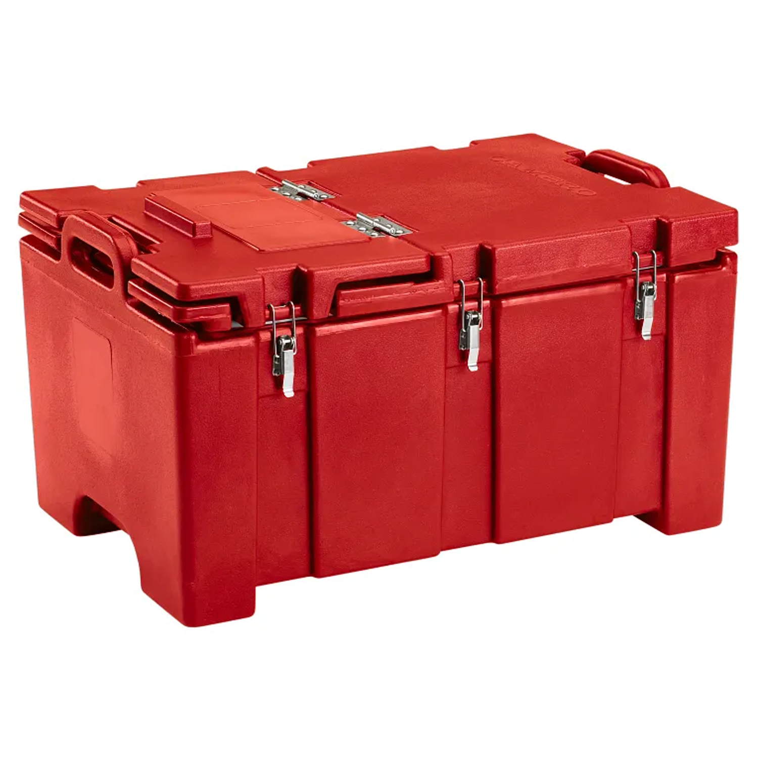 Cambro 100MPCHL Insulated Food-Pan Carrier with Hinged Serving Lid; for One Full-Size 8-Inch-Deep Pan, Hot Red
