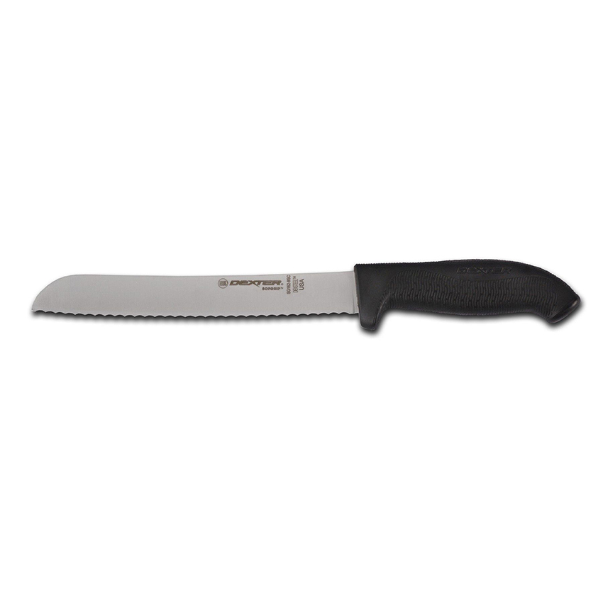 Dexter-Russell Sofgrip Black 8" Scalloped Bread Knife 