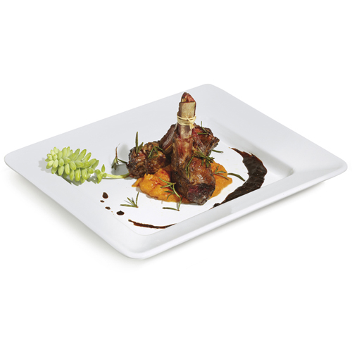 G. E. T. Melamine Plate, Rectangle, Milano Series, 12" x 10", White