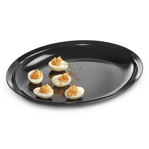 GET Milano Series Black Oval Melamine Platter, 15" x 12" x 1.75" Deep