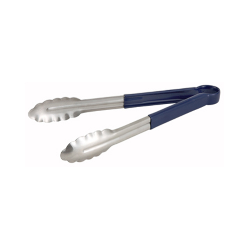 Winco Utility Tongs, Heavy Duty, with PVC Sleeve, 9"  Blue