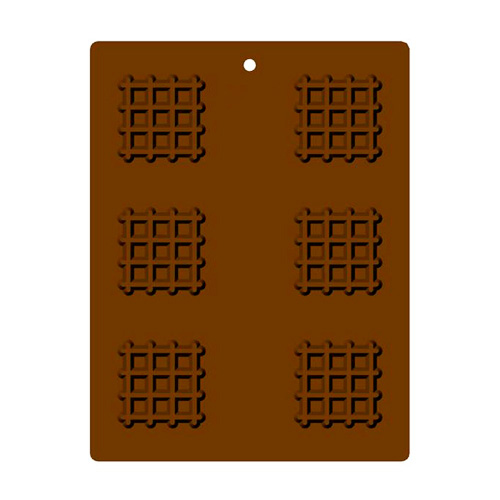 Flexible Chocolate Mold: Waffle, 50mm: 6 Cavites
