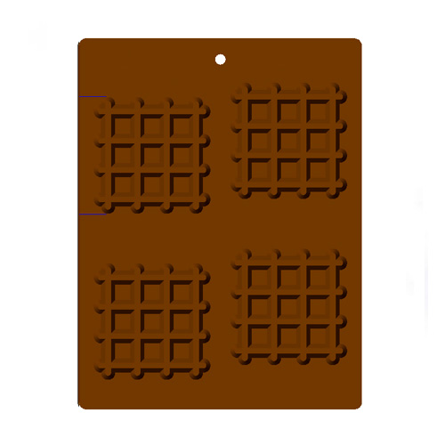Flexible Chocolate Mold: Waffle, 74mm: 4 Cavites