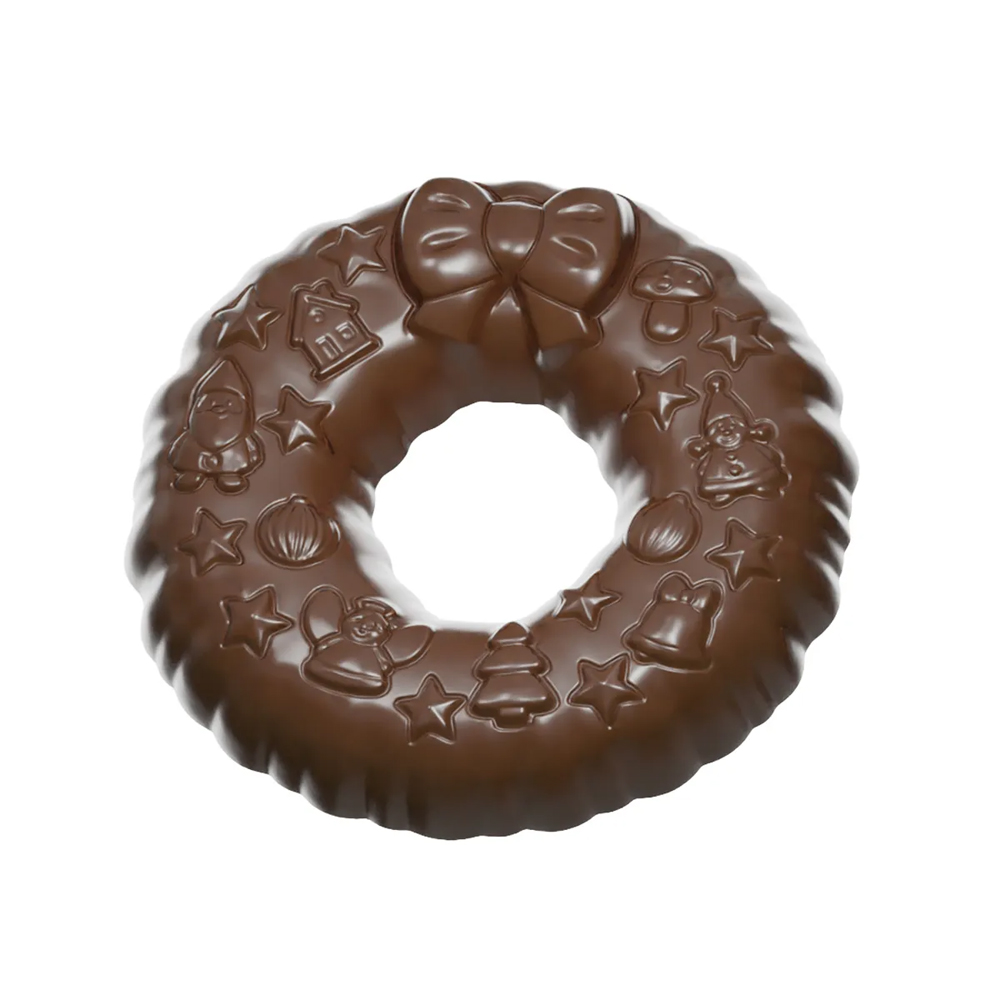 Chocolate World Christmas Wreath Polycarbonate Chocolate Mold, 2 Cavities