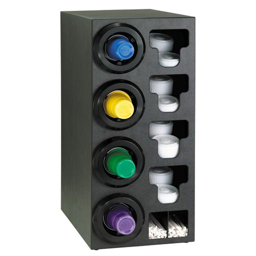 Dispense-Rite STL-C-4LBT Countertop 4-Cup Dispensing with Built-In Lid and Straw Organizer - Left