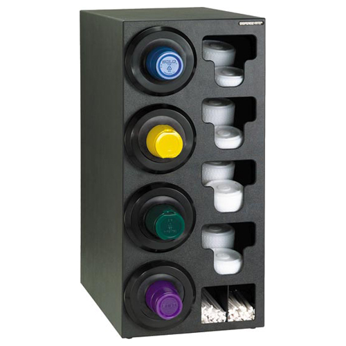 Dispense-Rite SLR-C-4LBT Countertop 4-Cup Dispensing with Built-In Lid and Straw Organizer - Left