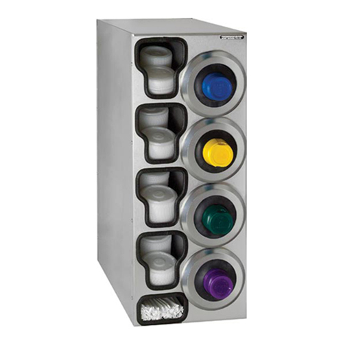 Dispense-Rite SLR-C-4RSS Countertop 3-Cup Dispensing S/S w/ Built-In Lid & Straw Organizer - Right
