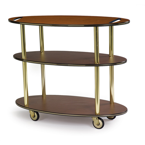 Geneva 3630401 Service Cart With Handle Holes - Round-Oval, Gray Sand Laminate Finish