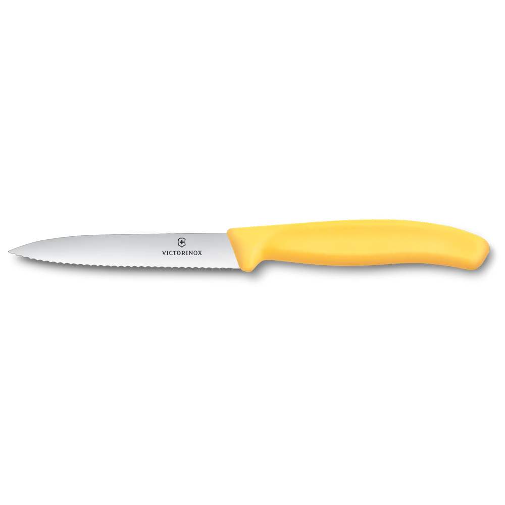 Victorinox Classic Serrated Paring Knife with Yellow Handle, 4" Blade
