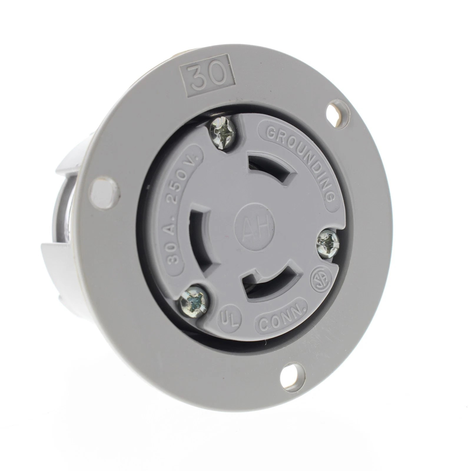 Arrow Hart 6346 Gray Twist Turn Locking Flanged Outlet NEMA L6-30R 30A 250V 2P 3W