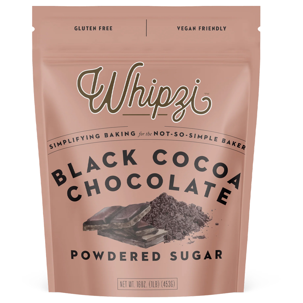 Whipzi Black Cocoa Chocolate Flavor Powdered Sugar, 16 oz.