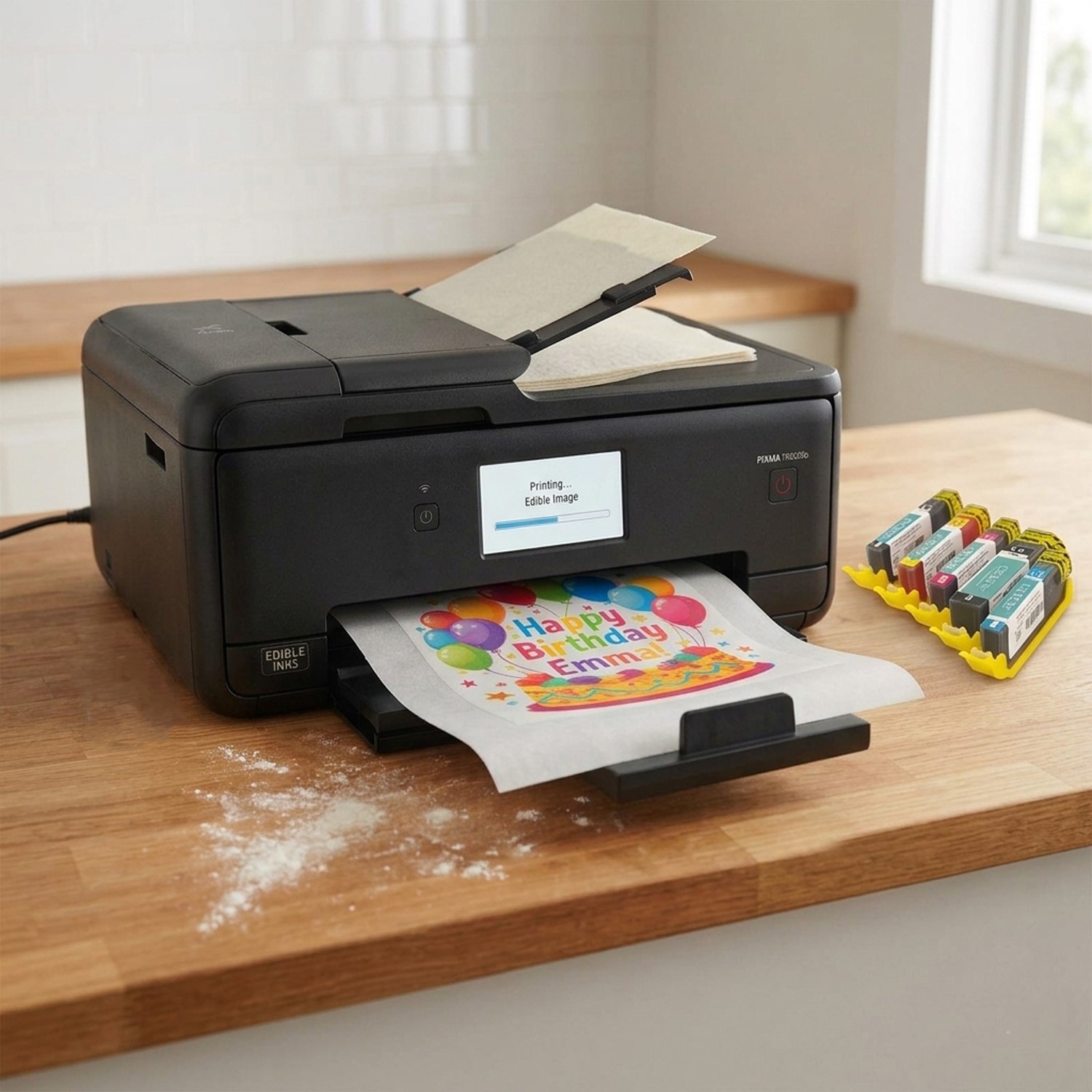 Printer For Edible Frosting Sheets, Includes Set of 5 cartridges