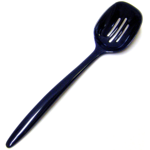 Melamine Slotted Food Serving Spoon, 12" Long, Cobalt Blue