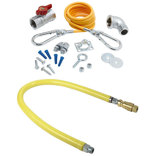 T&S Brass HG-4 Gas Connector with K Installation Kit, 3/4" NPT, 24" Hose
