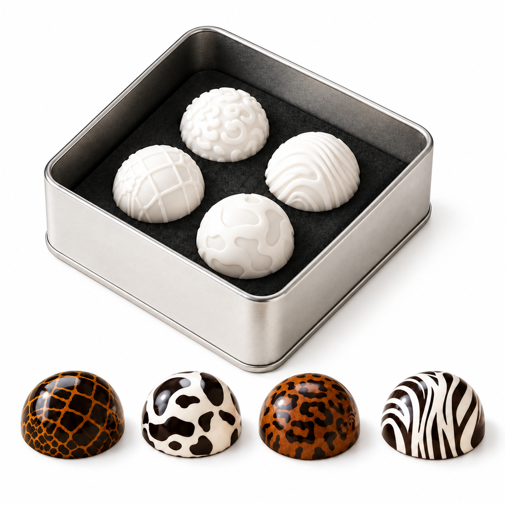 Chocolate World Animal Print Silicone Chocolate Stamps, 4-Piece