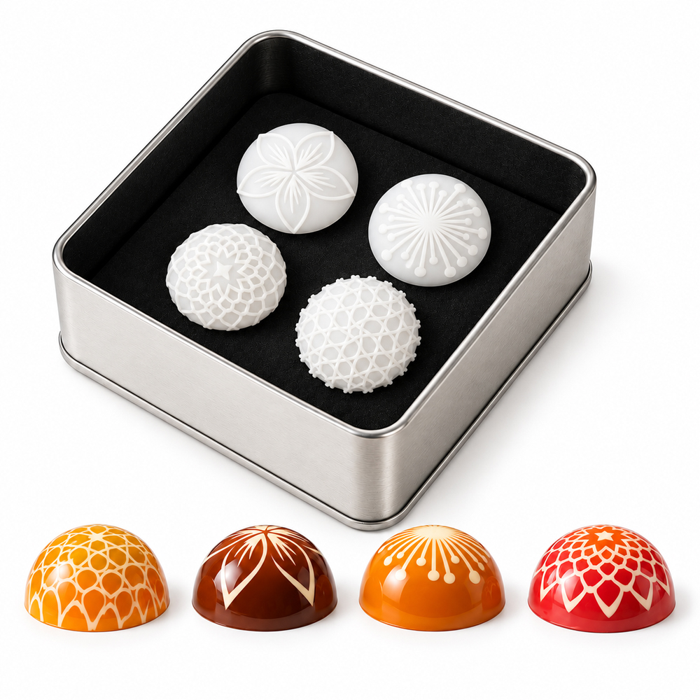Chocolate World Flower Silicone Chocolate Stamps, 4-Piece