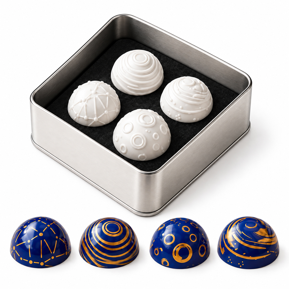 Chocolate World Cosmos Silicone Chocolate Stamps, 4-Piece