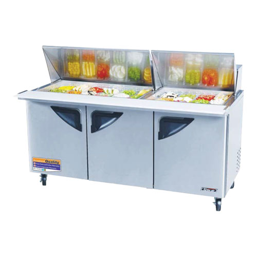 Turbo Air TST-72SD-30 Super Deluxe 3 Door Mega-Top Sandwich Salad Table 23 Cu Ft