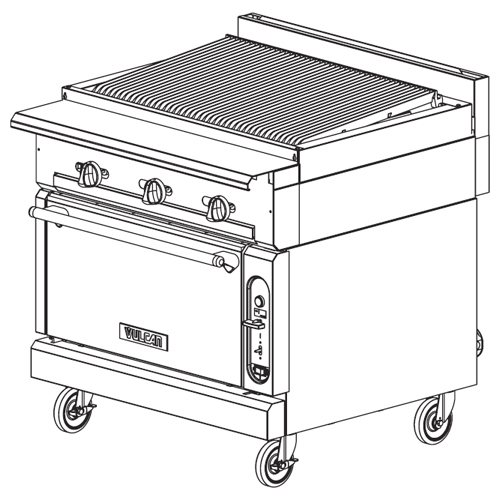 Vulcan VCBB36C Heavy Duty Gas Range 36" Charbroiler with Convection Oven