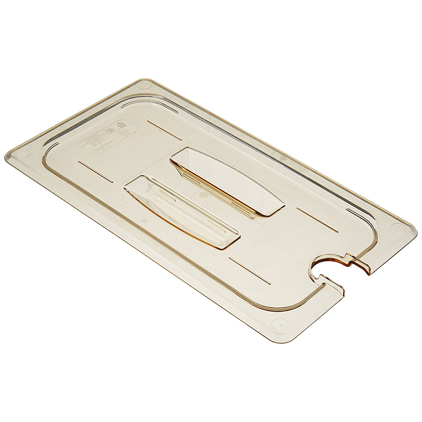 Cambro 30HPCHN150 High Heat Lid with Handle, 1/3 Size, Notched, Amber, Case of 6
