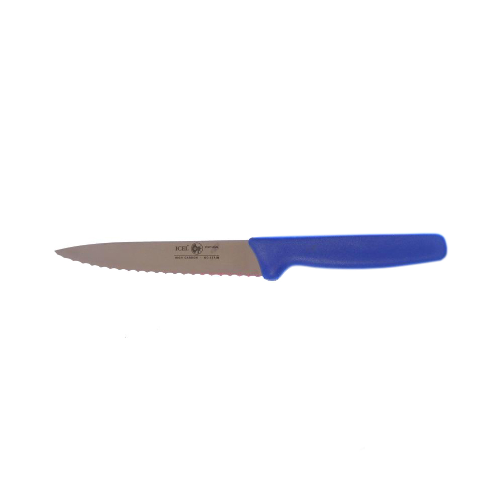 Icel Utility Knife, Wavy Edge, 5-1/2" Blade, Blue Plastic Handle, Case of 12