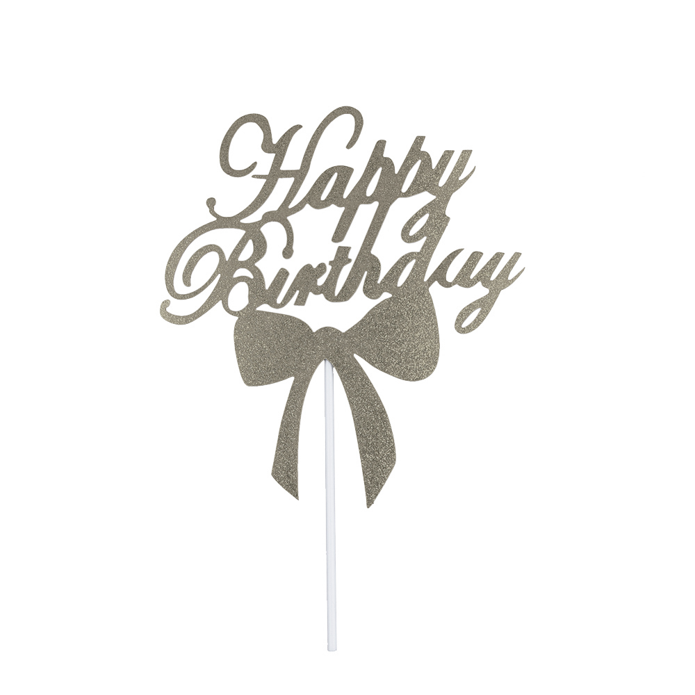 O'Creme Silver Paper 'Happy Birthday' Cake Toppers, Pack of 10