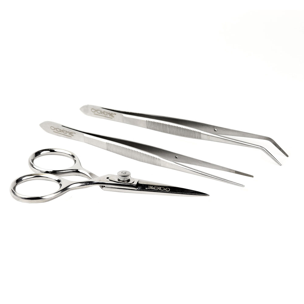 O'Creme Stainless Steel Tweezers & Scissors, Set of 3