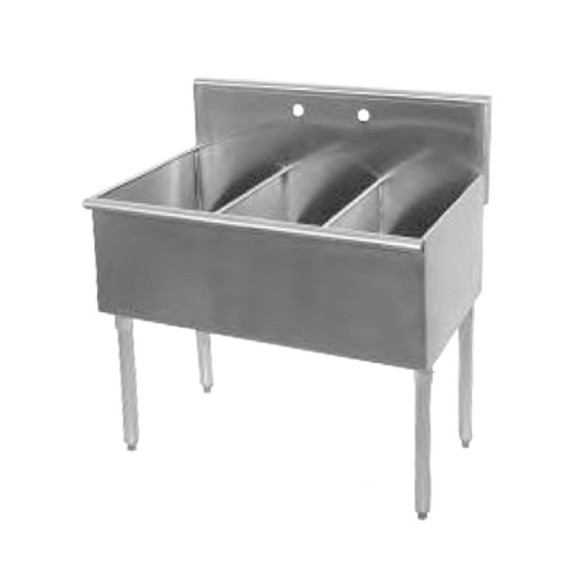 Three Compartment Commercial Sink Not NSF, 12" x 15" Each Bowl