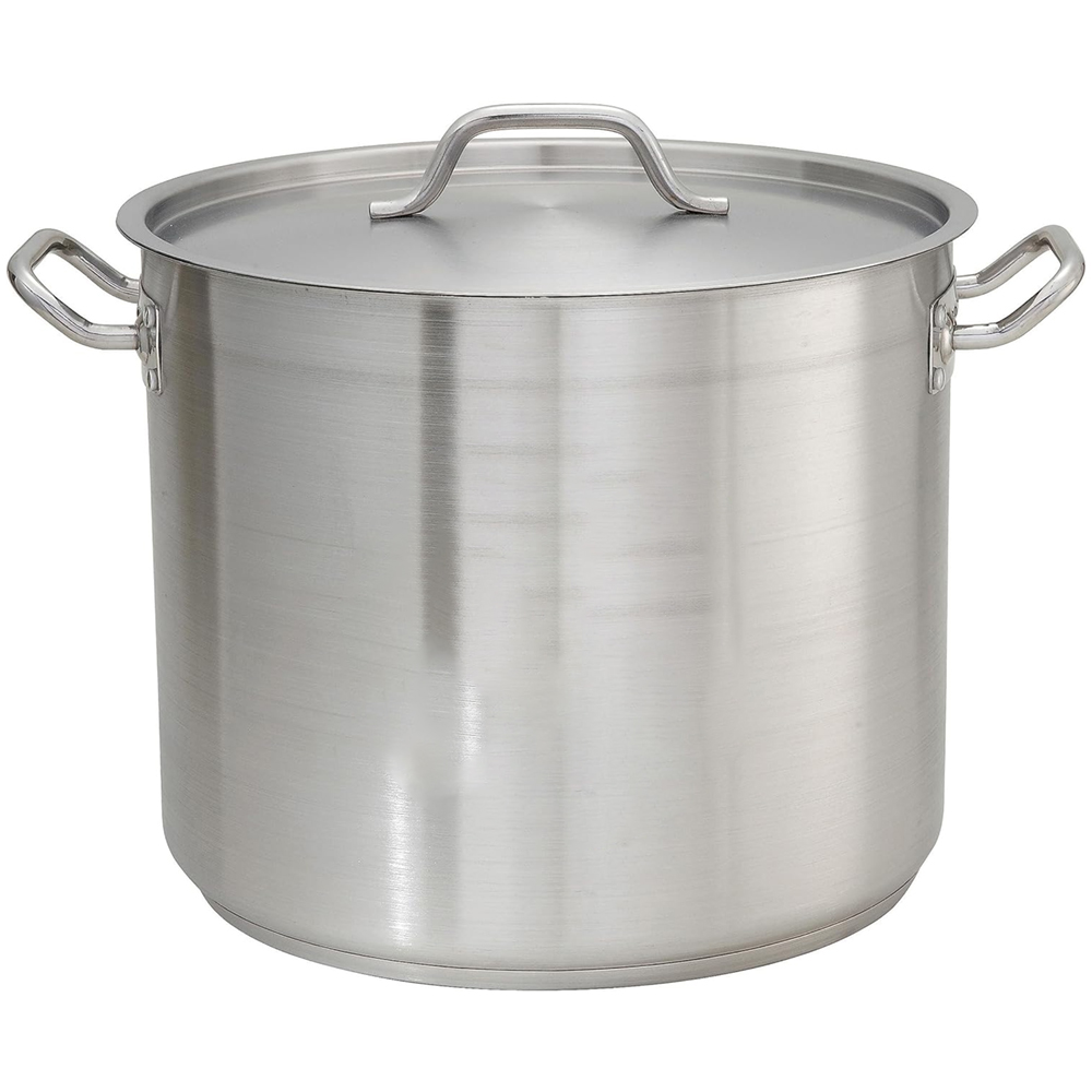 Winco 24 Quart Stainless Steel Stock Pot with Cover, Used Acceptable Condition