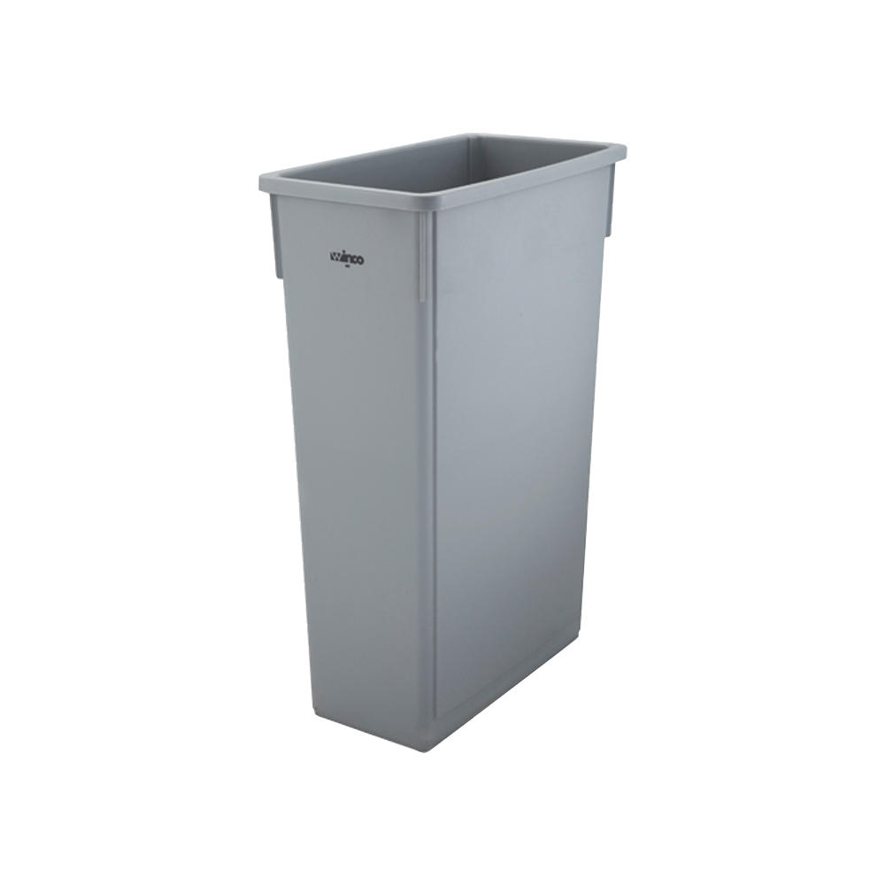 Winco Slender Gray Plastic Trash Can, 23 Gallon