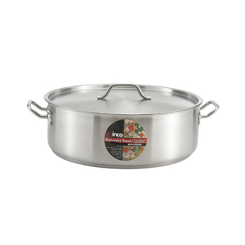 Winco SSLB-15 15 Quart Stainless Steel Brazier with Cover, Open Box
