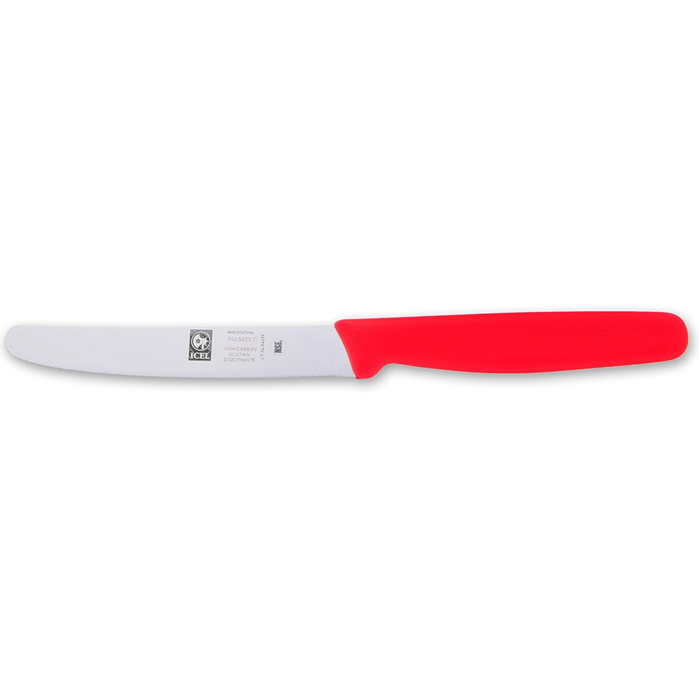 Icel Red Straight Edge Paring Knife, 4.25" Blade - Image 1