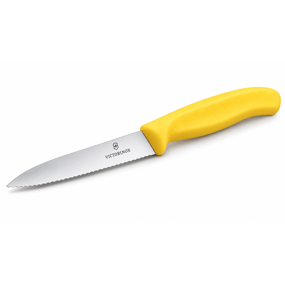 Victorinox Classic Serrated Paring Knife With Yellow Handle, 4" Blade - Image 1