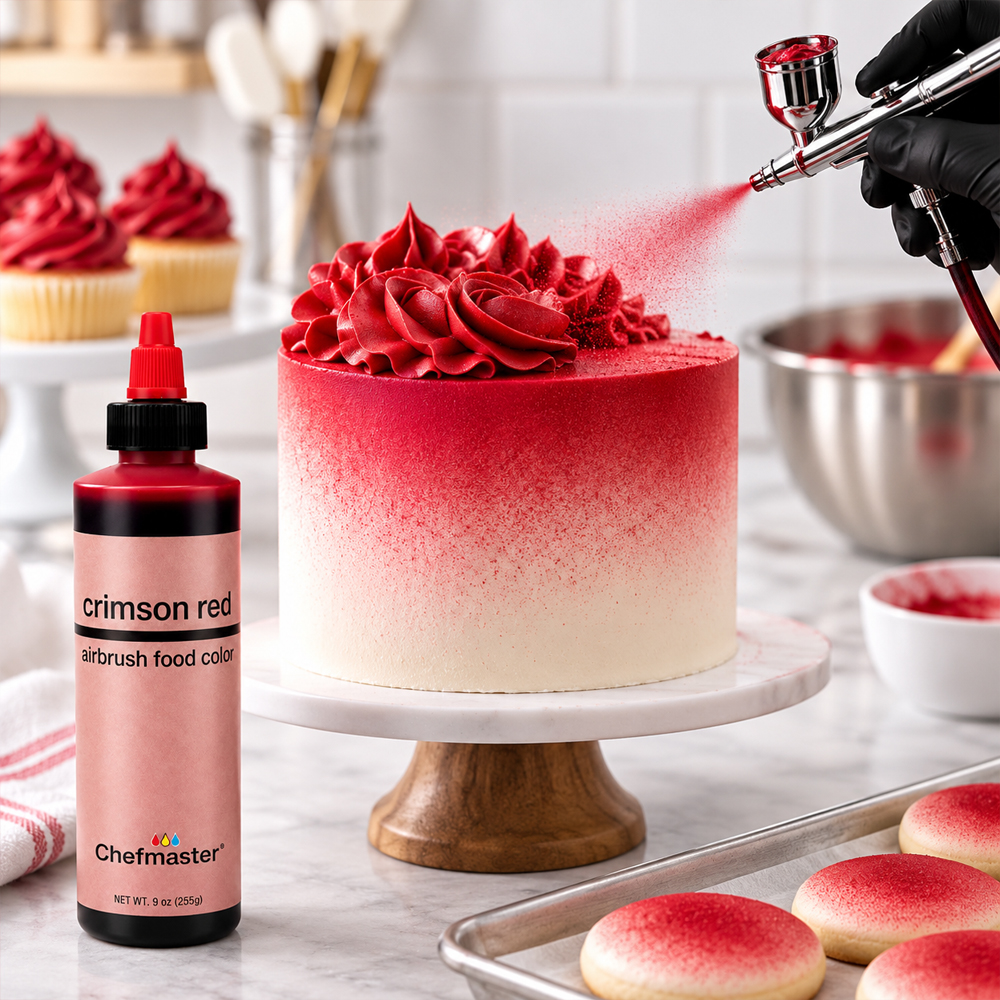 Chefmaster Crimson Red Airbrush Food Color, 9 Oz. - Image 1
