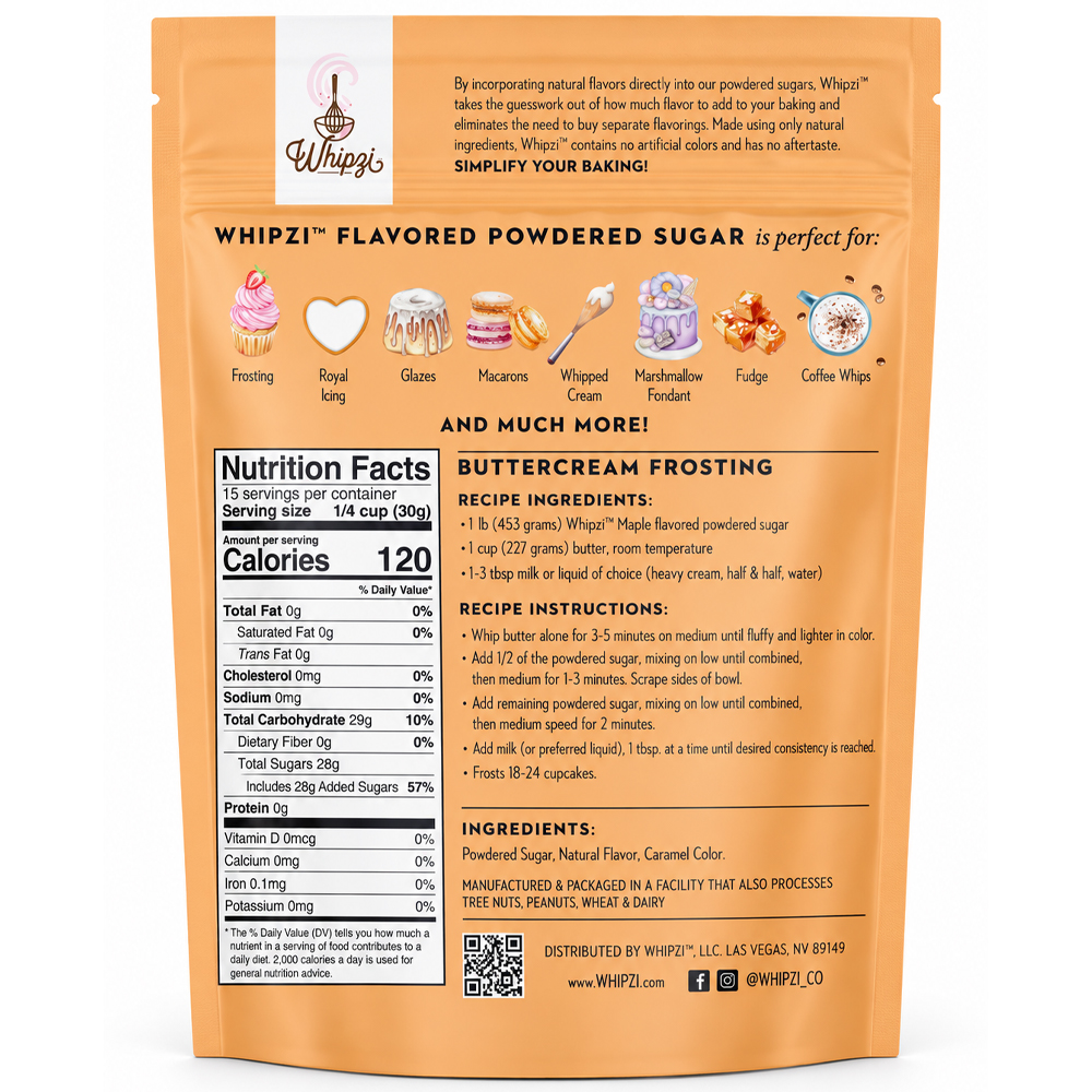 Whipzi Maple Flavor Powdered Sugar, 16 Oz. - Image 1