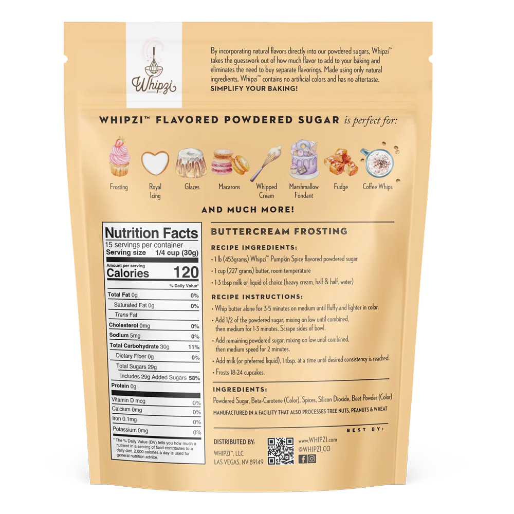 Whipzi Pumpkin Spice Flavor Powdered Sugar, 16 Oz. - Image 1