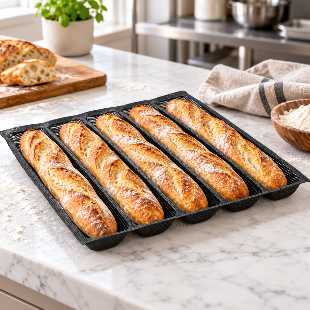 Winco 5 Roll Silicone Bread Form, 18" X 13" - Image 2