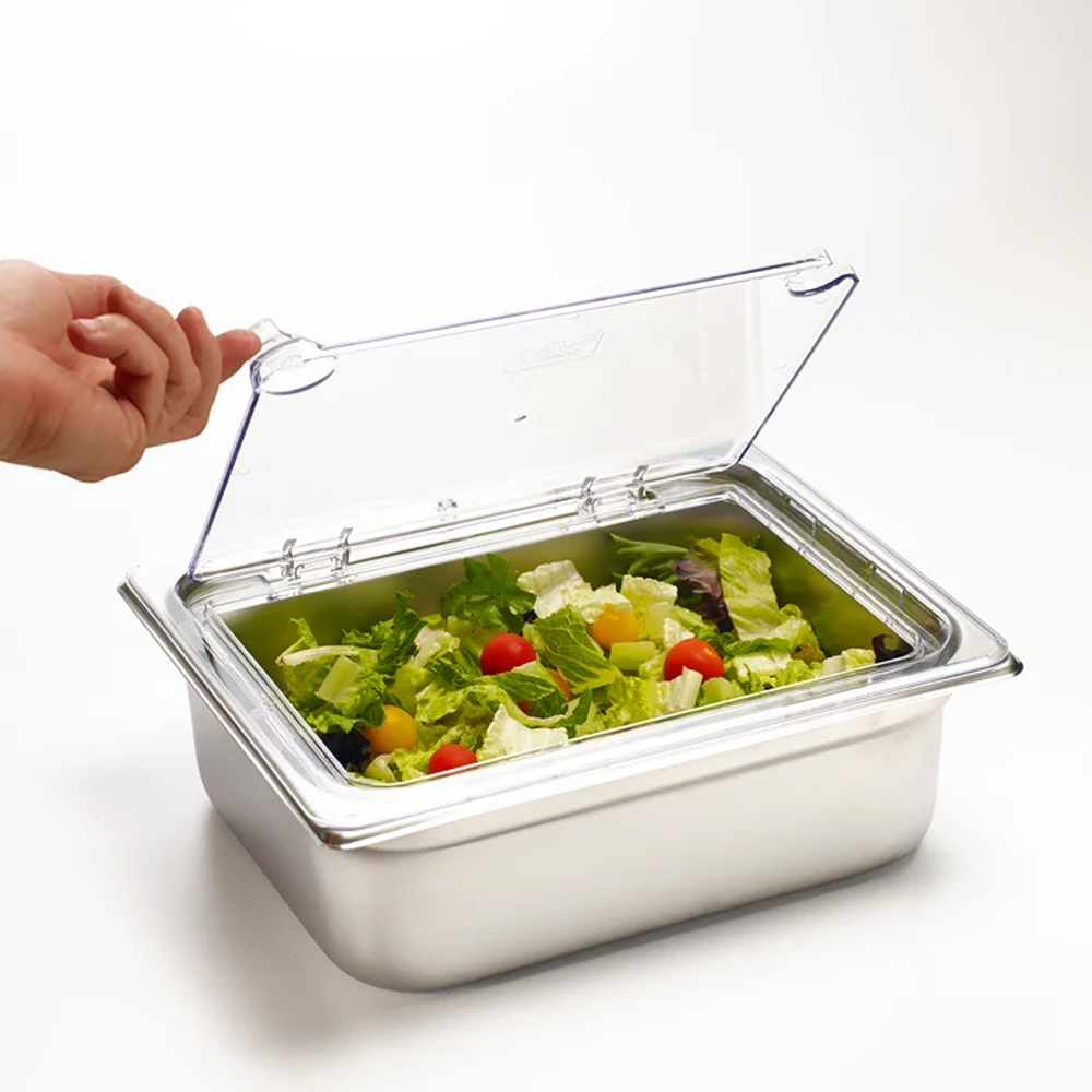 Winco Hinged Polycarbonate Food Pan Cover, Half Size - Image 3