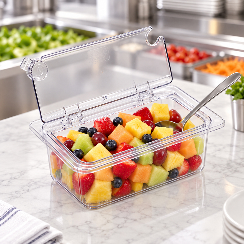 Winco Hinged Polycarbonate Food Pan Cover, Third Size - Image 3