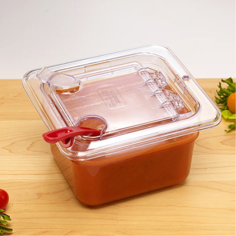 Winco Hinged Polycarbonate Food Pan Cover, Sixth Size - Image 3