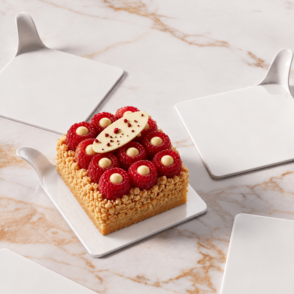 Pavoni White Square Dessert Tray, 3.5" - Pack Of 50 - Image 1