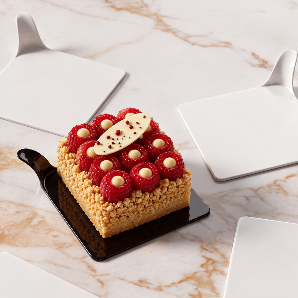 Pavoni Black Square Dessert Tray, 3.5" - Pack Of 50 - Image 1