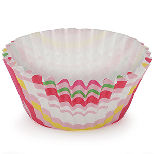 Stripe Pink Ruffled Cupcake Cup (Up Close)