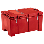 Cambro 100MPCHL Insulated Food-Pan Carrier with Hinged Serving Lid; for One Full-Size 8-Inch-Deep Pan, Hot Red