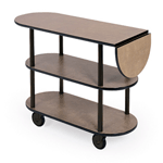 Geneva 3620208 Service Cart With 10" Drop Leaf, Oval - Ebony Wood Laminate Finish