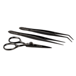 O'Creme Black Stainless Steel Tweezers & Scissors, Set of 3