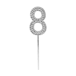 O'Creme Silver Rhinestone 'Number Eight' Cupcake Topper