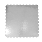 O'Creme Silver Scalloped Square Cake Board, 10", Case of 100