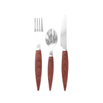 Packnwood Wrapped Stainless Steel Cutlery Set with Wooden Look Handle, 5.70" x 4.13" x 1.57" H, Case of 50